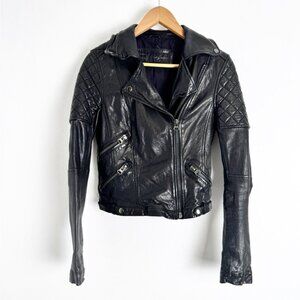 Rare Zara Black Lamb Leather Biker Moto Jacket size S